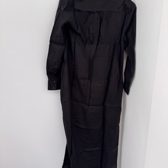 J.Crew Bungalow Maxi Black Linen XS Popover Dress NWT - Picture 4 of 8